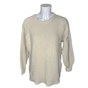 Old Navy Tunic Length Waffle Sweater Oatmeal Beige Winter Warm Cold Large